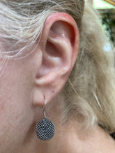 Stippled textured Black “disco” ball drop earring