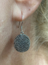 Stippled textured Black “disco” ball drop earring