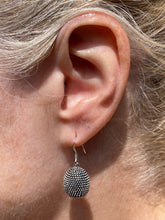 Stippled textured Black “disco” ball drop earring