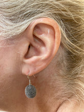 Stippled textured Black “disco” ball drop earring