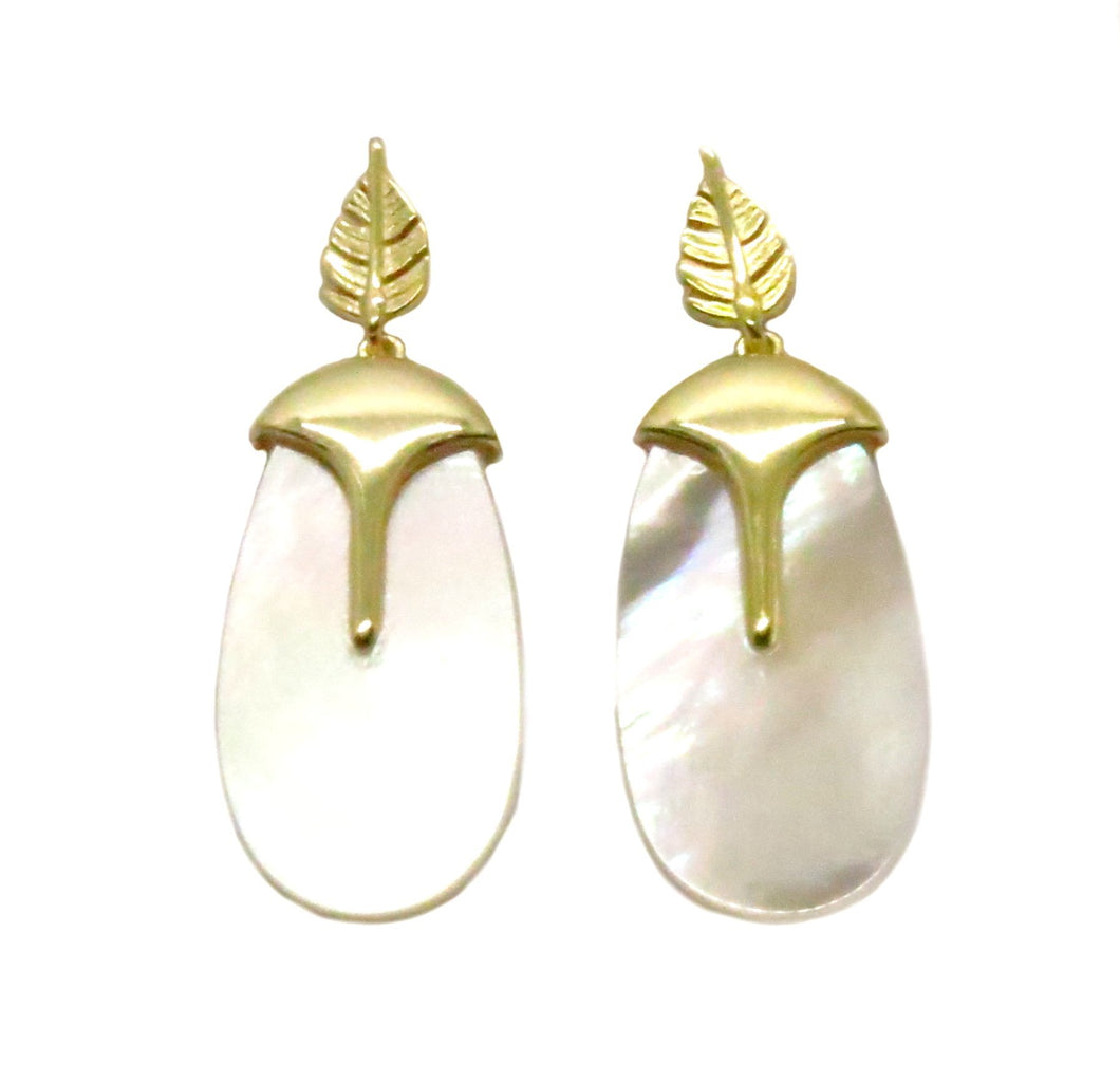 Mother of Pearl leaf earring