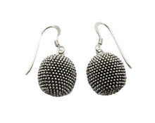 Stippled textured Black “disco” ball drop earring