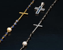 Faceted gemstone 40” station Cross in onyx/Sterling or Lapis/14k gold clad (final sale)