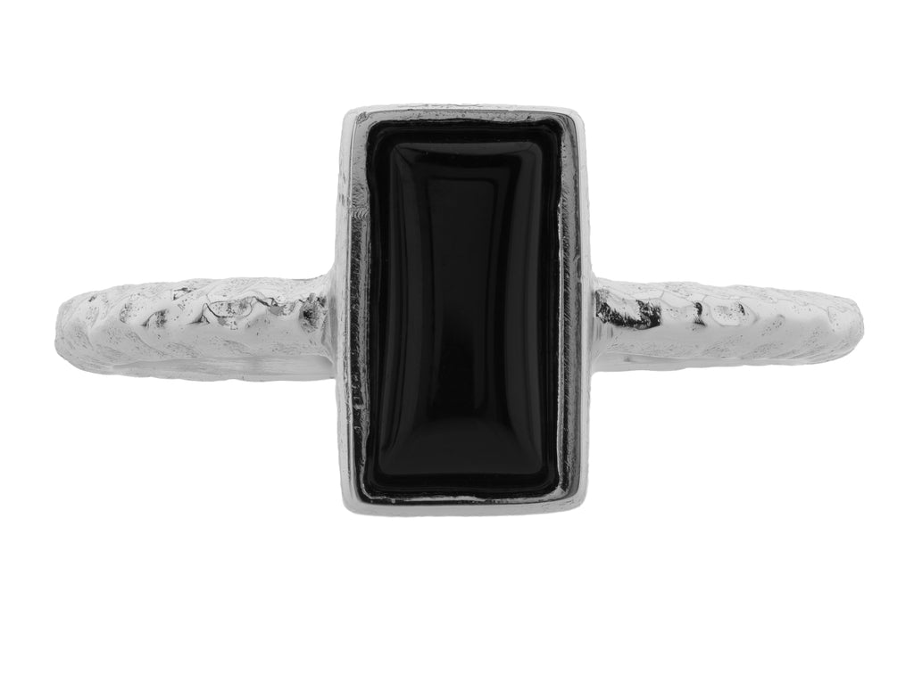 Black onyx bezel set Long Rectangle Ring Hope Faith Miracles