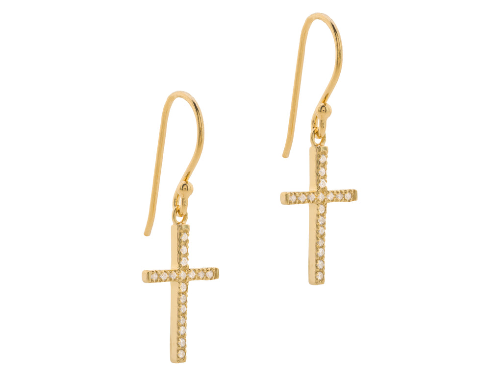 TWICE着用◆CLEVERMOVE◆#332 CROSS RING EARRING 2色 White Cubic Zirconia Rhodium Over Sterling Silver Cross