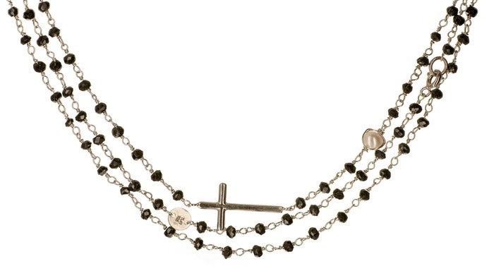 Faceted gemstone 40” station Cross in onyx/Sterling or Lapis/14k gold clad (final sale)