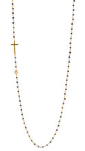 Faceted gemstone 40” station Cross in onyx/Sterling or Lapis/14k gold clad (final sale)