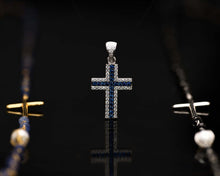 Faceted gemstone 40” station Cross in onyx/Sterling or Lapis/14k gold clad (final sale)