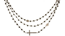 Faceted gemstone 40” station Cross in onyx/Sterling or Lapis/14k gold clad (final sale)