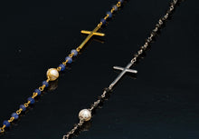 Faceted gemstone 40” station Cross in onyx/Sterling or Lapis/14k gold clad (final sale)