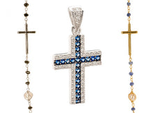 Faceted gemstone 40” station Cross in onyx/Sterling or Lapis/14k gold clad (final sale)
