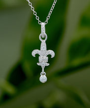 Fleur de Lis Drop Pendant-Silver Rhodium