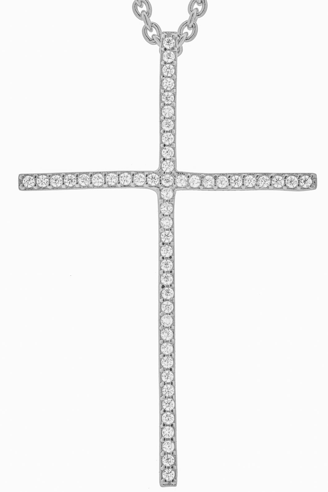 Micro Pave Stick Cross Pendant