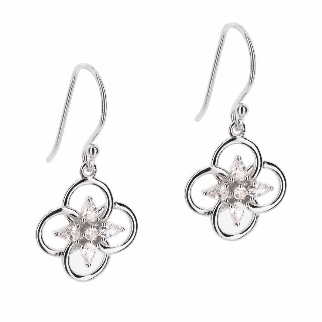 Concentric Circles Earrings with Pear and Round Shaped Stones