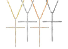 Micro Pave Stick Cross Pendant