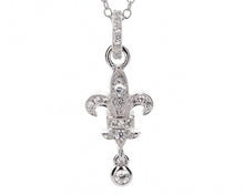 Fleur de Lis Drop Pendant-Silver Rhodium