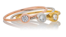 “Orbits” Tri Color Bezel set round stacker rings (sold as set)