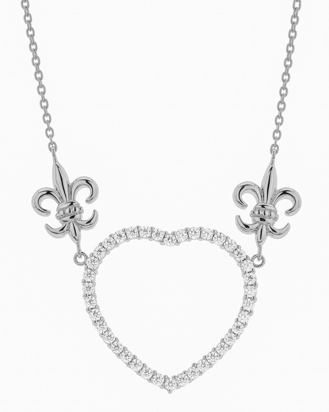 Fleur de Lis Open Heart Necklace