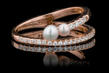 Double Pearl By-Pass Ring