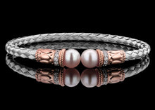 Italian Silver basketweave 4mm bracelet with FW Pearl Caps