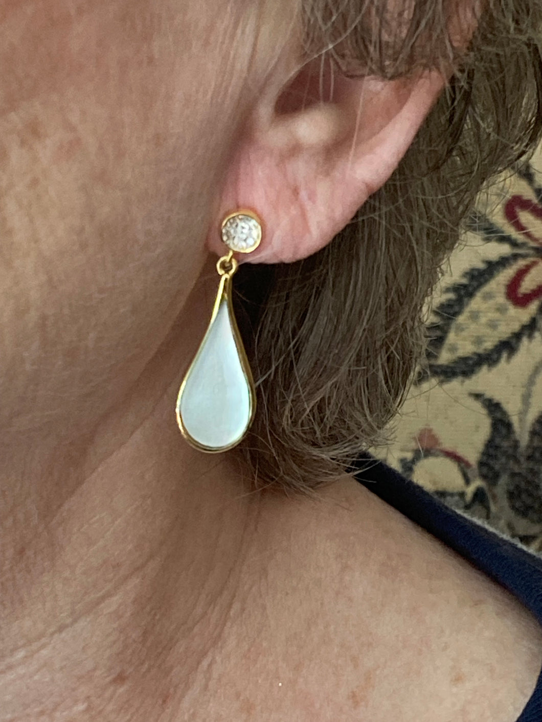 Tear Drop Mother of Pearl “drop” earring- Pre-order only at this time