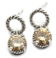 Braided post earring with Champagne CZ- Pre-order only at this time