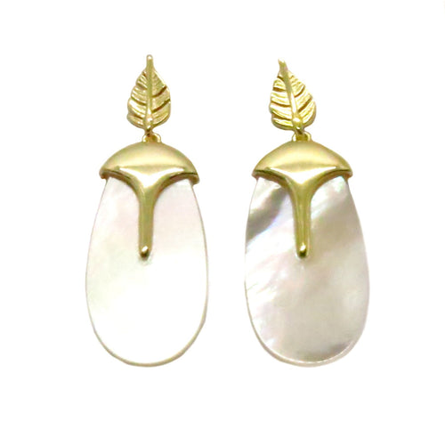 Mother of Pearl leaf earring- Pre-order only at this time