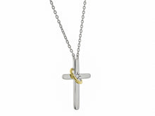 Diamond Hi-polish small cross with gold band