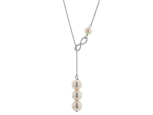 Pearl infinity/eternity Silver slide Y necklace