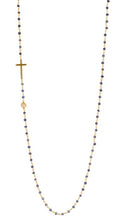 Faceted gemstone 40” station Cross in onyx/Sterling or Lapis/14k gold clad (final sale)