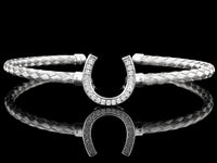 Italian Silver basketweave 3mm bracelet with “Lucky Horseshoe”