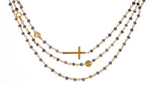 Faceted gemstone 40” station Cross in onyx/Sterling or Lapis/14k gold clad (final sale)