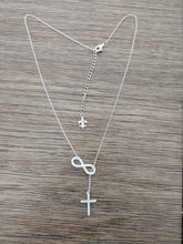 Infinity/Eternity Cross Charm silver slide “Y” necklace with pave’ cross drop