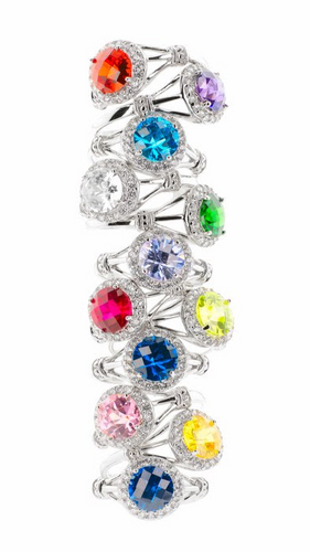 Split Shank Colored CZ Fashion/Birthstone Ring