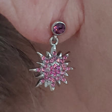 Pink Starburst Earrings with Amethyst Post sterling studs
