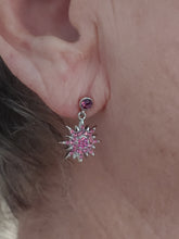 Pink Starburst Earrings with Amethyst Post sterling studs