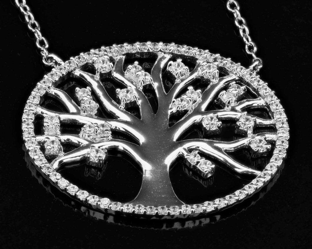 thumbnail image 2 of Aniu Sterling Silver Tree Of Life Necklace With Crystal - Celtic Family Tree Pendant For Women 2 of 9
