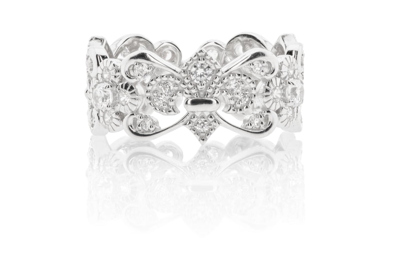Sterling Silver Antiqued Fleur de Lis Design Band Ring