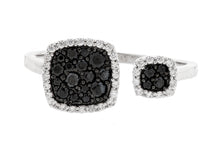 Sterling Silver Black Spinel and CZ By Pass Ring