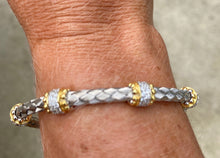 Italian Silver basketweave 4mm 5 station cuff bracelet
