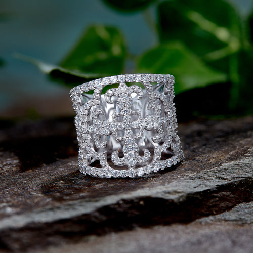 Fleur de lis Sterling Silver Band Ring