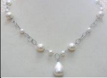 White Shell Bib Y Necklace in Sterling Silver