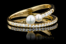Double Pearl By-Pass Ring